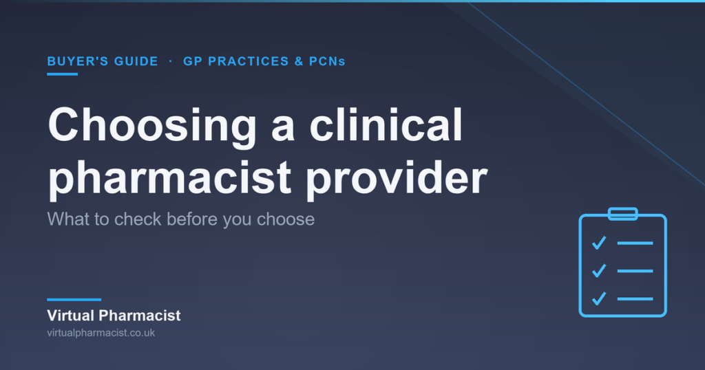 Buyer guide checklist for choosing a clinical pharmacist provider for GP practices and PCNs