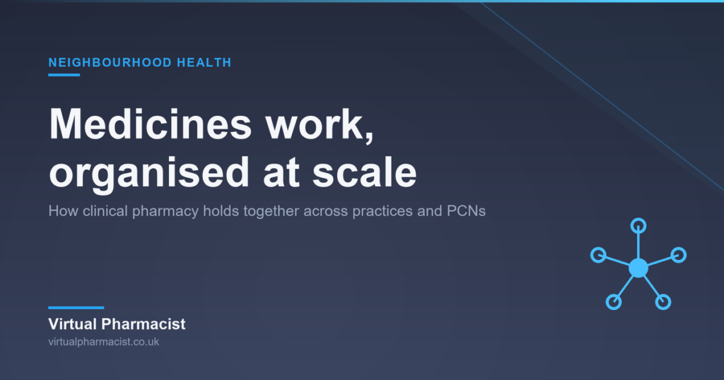 Neighbourhood health and medicines: how clinical pharmacy gets organised at scale