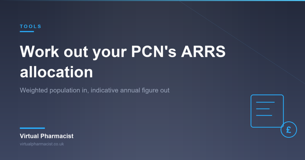 Virtual Pharmacist card: work out your PCN ARRS allocation from its weighted population